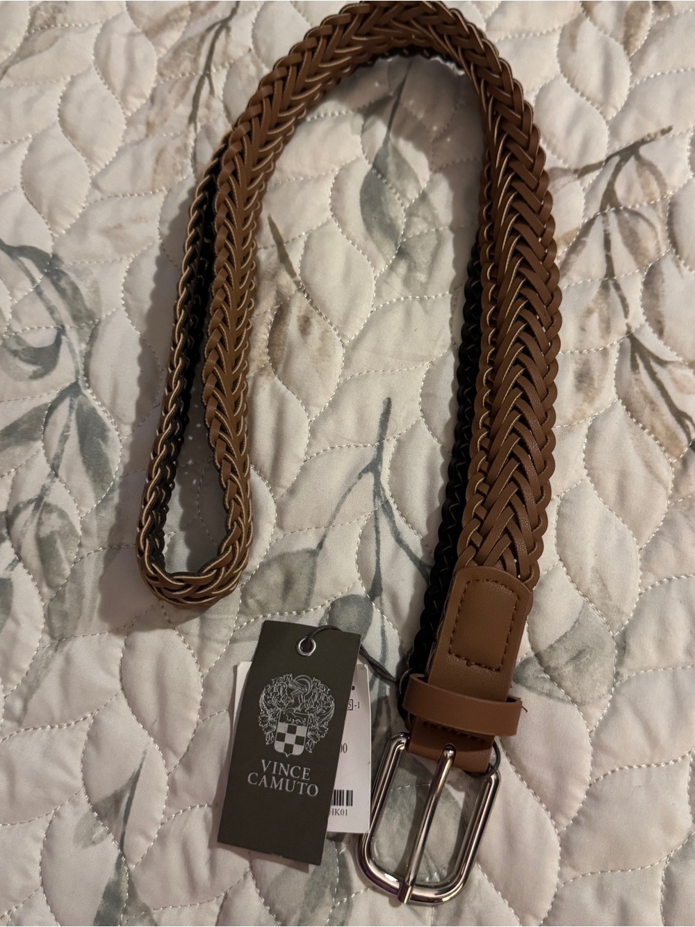 NWT Vince Camuto Brown Braided Belt Size XL Silver Buckle Boho Woven